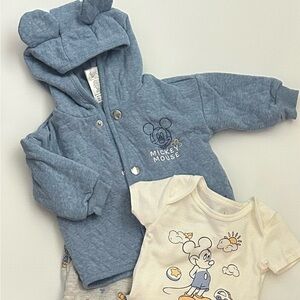 Disney Mickey Mouse Blue Hoodie and White Shirt Set